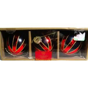 Marks & Spencer Set of 3 Novelty Glass Ornaments Red Blue Union Jack 6 Inches